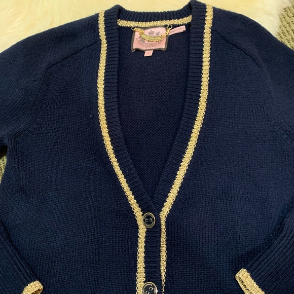 Juicy Couture Navy and Gold Cardigan Sweater ❄️ - Picture 6 of 8